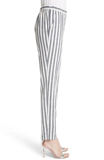 Shop St John Stripe Twill Pants In Navy/ Bianco