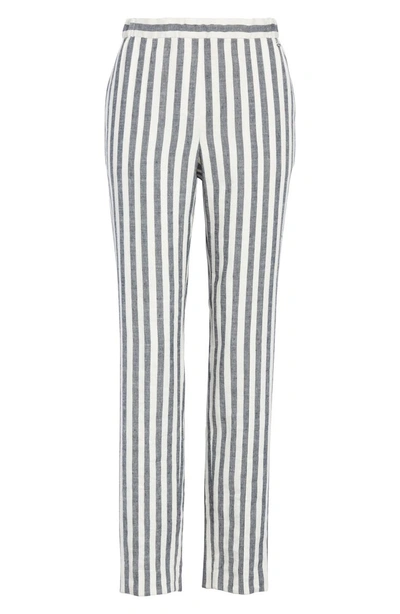 Shop St John Stripe Twill Pants In Navy/ Bianco