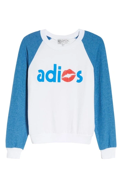 Shop Wildfox Adios Junior Sweatshirt In Clean White / Blue Coast