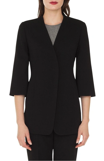 Shop Akris Double Face Wool Blend Jacket In Black