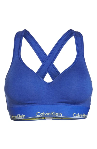 Shop Calvin Klein Modern Cotton Bra In Pure Cerulean