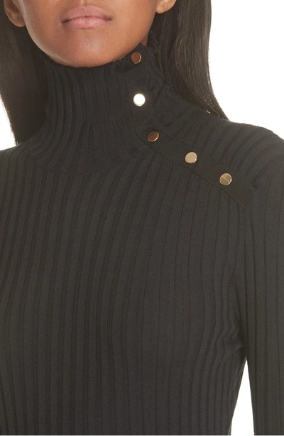 Shop Stella Mccartney Snap Neck Rib Knit Sweater Dress In Black