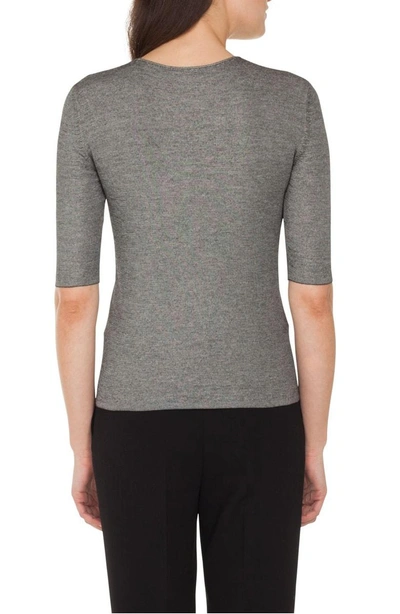 Shop Akris Elbow Sleeve Silk & Wool Sweater In Black/ Paper
