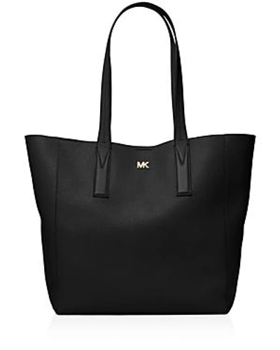 Shop Michael Michael Kors Junie Large Leather Tote In Black/gold