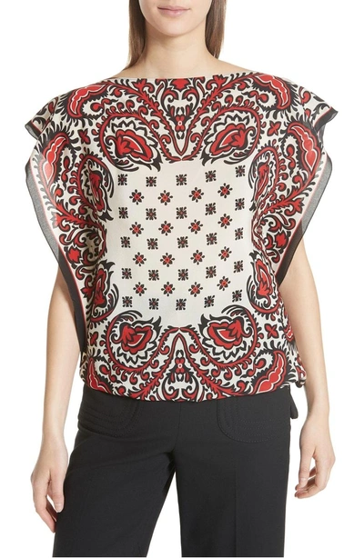 Shop Red Valentino Scarf Print Silk Top In Cherry