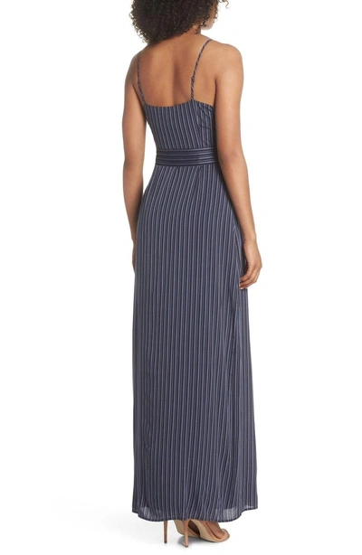Shop Paige Regina Stripe Maxi Wrap Dress In Rich Navy Multi