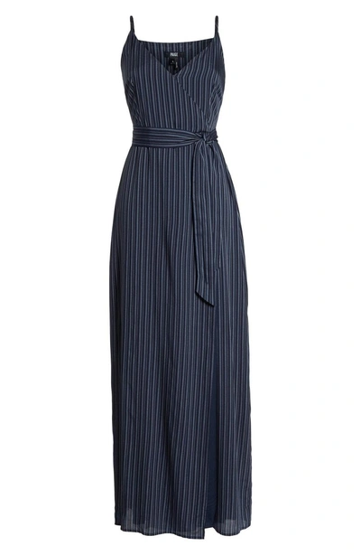 Shop Paige Regina Stripe Maxi Wrap Dress In Rich Navy Multi