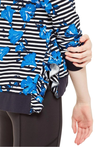Shop Kate Spade Hibiscus Stripe Sweatshirt In Rich Navy