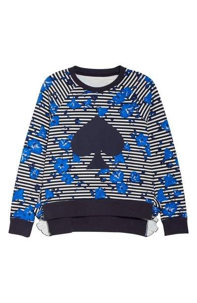 Shop Kate Spade Hibiscus Stripe Sweatshirt In Rich Navy
