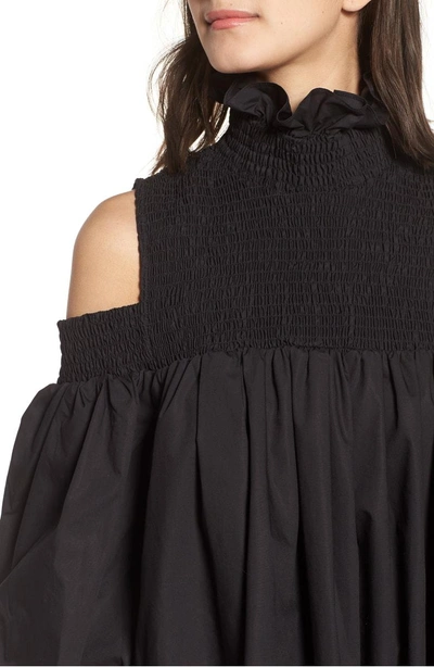 Shop Elliatt Ivy Cold Shoulder Dress In Black Cotton