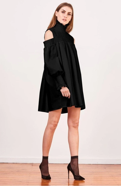 Shop Elliatt Ivy Cold Shoulder Dress In Black Cotton