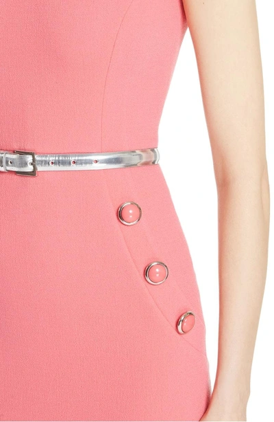 Shop Michael Kors Button Detail Stretch Wool Dress In Rosette