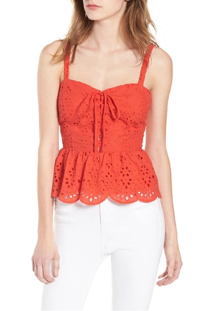 Shop Cupcakes And Cashmere Beverli Peplum Corset Tank In Poppy Red