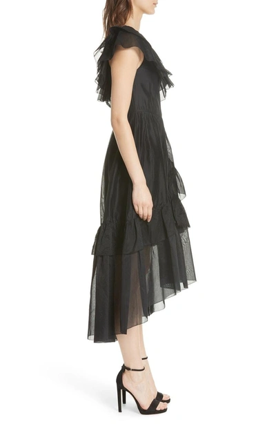 Shop Ulla Johnson Clemente One-shoulder Organza Dress In Noir