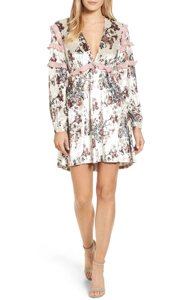 Shop Kas New York Melisa Floral Velvet & Lace Shift Dress In Multi