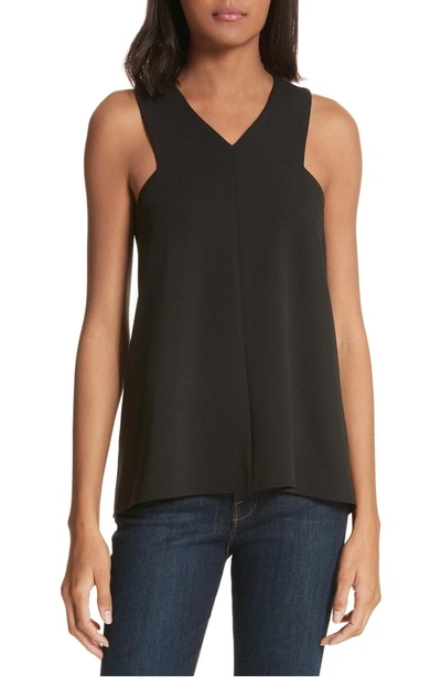 Shop Tibi Structured Crepe Sleeveless Blouse In Black