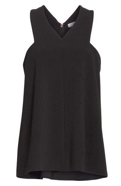 Shop Tibi Structured Crepe Sleeveless Blouse In Black