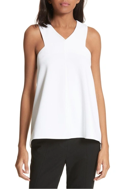 Shop Tibi Structured Crepe Sleeveless Blouse In White