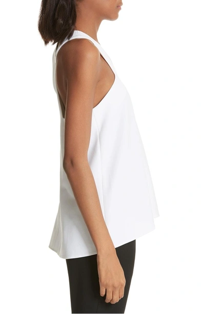 Shop Tibi Structured Crepe Sleeveless Blouse In White