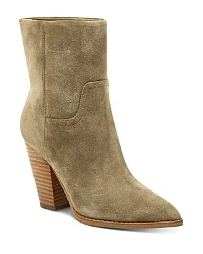 Shop Marc Fisher Ltd Women's Devin Pointed Toe Suede High-heel Western Booties In Medium Natural