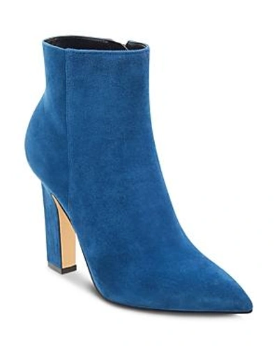 Shop Marc Fisher Ltd Mayae Suede Pointed Toe High-heel Booties - 100% Exclusive In Blue