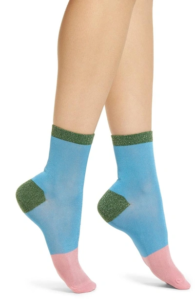 Shop Hysteria By Happy Socks Liza Sparkle Ankle Socks In Blue