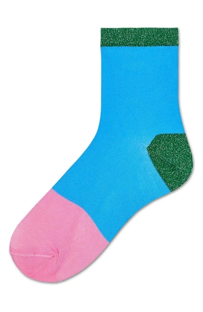 Shop Hysteria By Happy Socks Liza Sparkle Ankle Socks In Blue