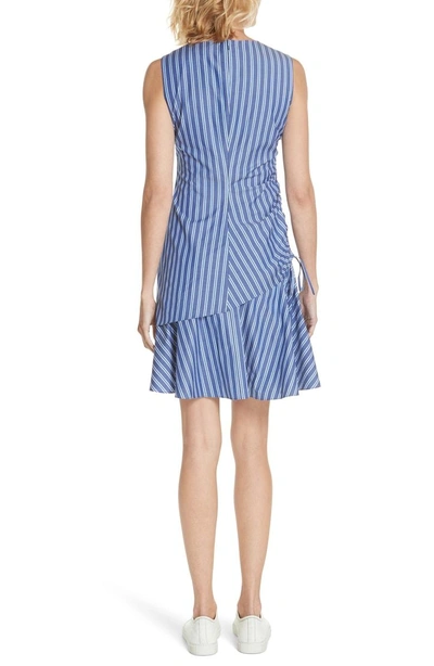 Shop Derek Lam 10 Crosby Stripe Ruched Sheath Dress In Blue