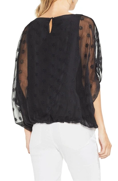 Shop Vince Camuto Embroidered Eyelet Blouse In Rich Black