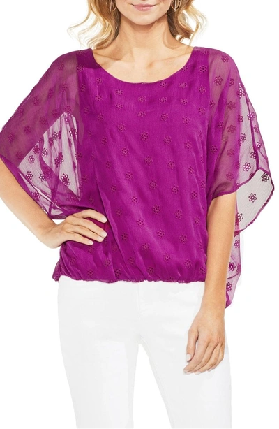 Shop Vince Camuto Embroidered Eyelet Blouse In Fuchsia Fury