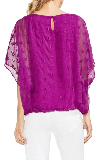 Shop Vince Camuto Embroidered Eyelet Blouse In Fuchsia Fury