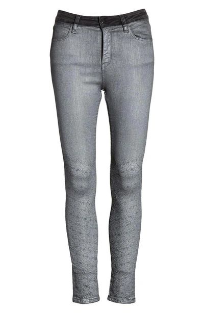 Shop Brockenbow Reina Glitter Skinny Jeans In Black Used Glitter Silver