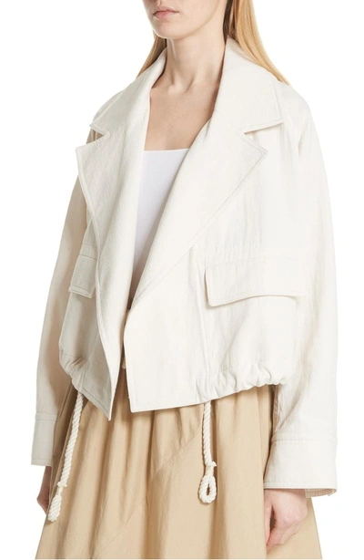 Shop Vince Drawstring Crop Cotton Jacket In Horchata