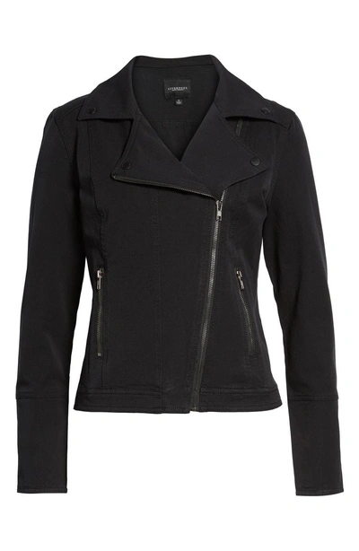 Shop Liverpool Stretch Cotton Moto Jacket In Black