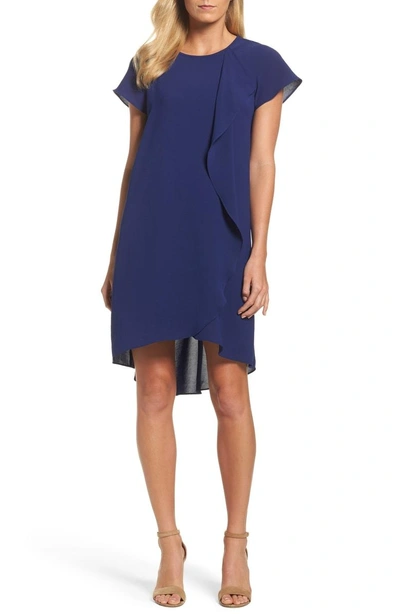 Shop Adrianna Papell Crepe Shift Dress In Blue Sapphire