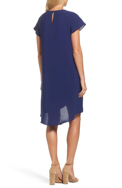 Shop Adrianna Papell Crepe Shift Dress In Blue Sapphire