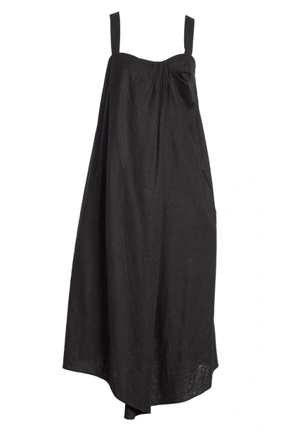 Shop Vince Drape Neck Asymmetrical Hem Dress In Black