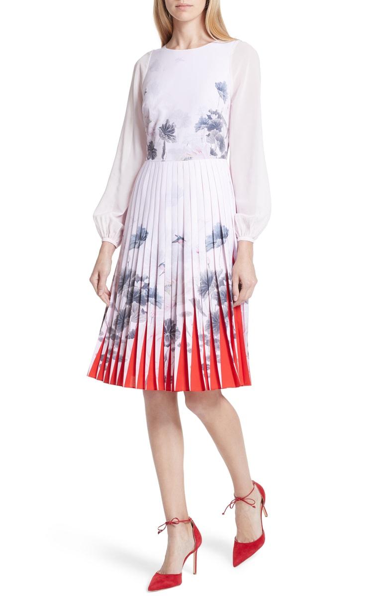 ted baker prticha lake of dreams pleated dress