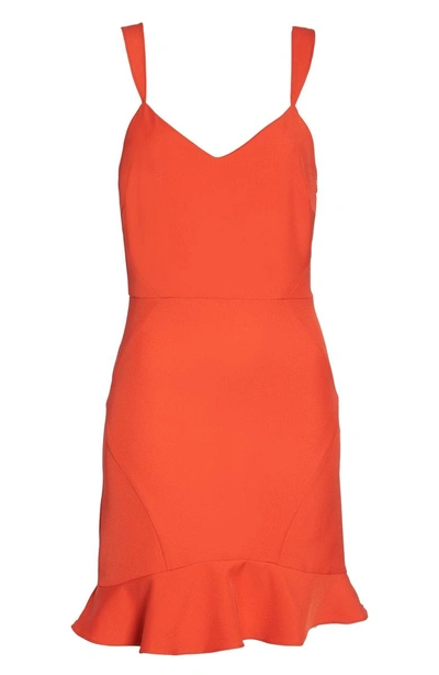 Shop Nsr Ruffle Hem Minidress In Tangerine