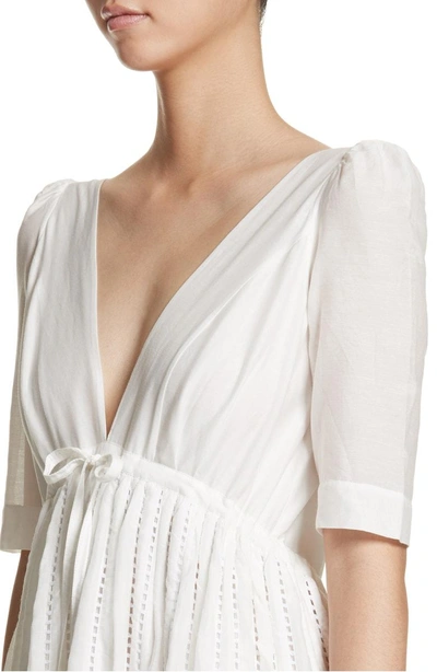 Shop Kalita Uschi Cotton & Silk Maxi Dress In Feather White/ White