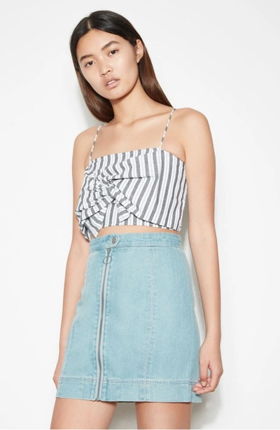 Shop The Fifth Label Acacia Stripe Knotted Crop Top In Black W White