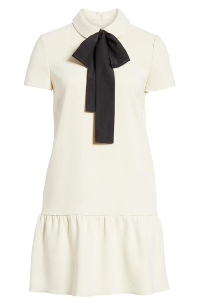 Shop Red Valentino Tie Neck Drop Waist Dress In Avorio/nero