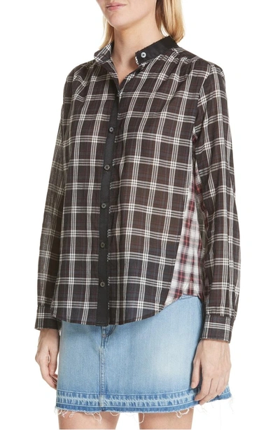 Shop Marc Jacobs Patchwork Plaid Blouse In Black Multi