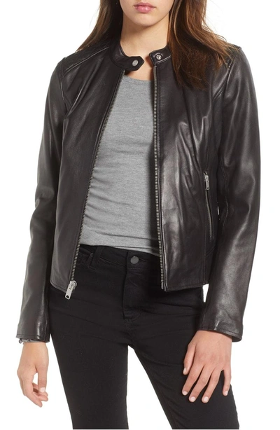 Shop Andrew Marc Leather Moto Jacket In Black