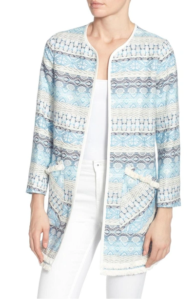 Shop Catherine Catherine Malandrino Pip Tapestry Open Front Jacket In Blue Geo