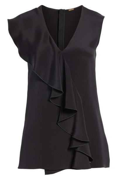 Shop Adam Lippes Asymmetrical Ruffle Silk Crepe Blouse In Black