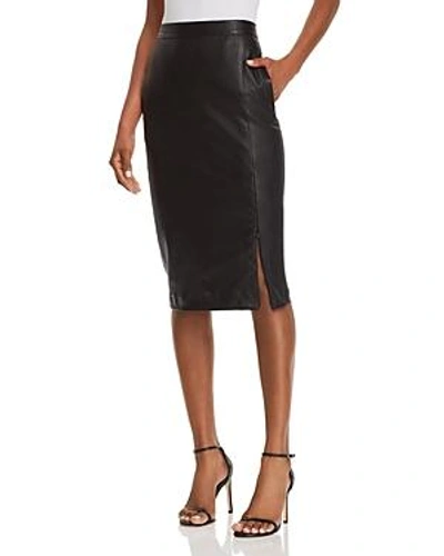 Shop Theory Leather Pencil Skirt In Black