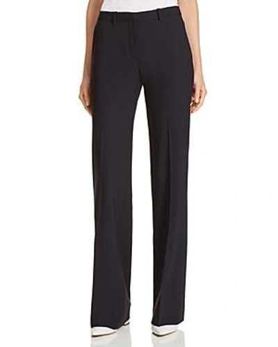 Theory Demitria Wool-blend Flared Pants In Deep Navy