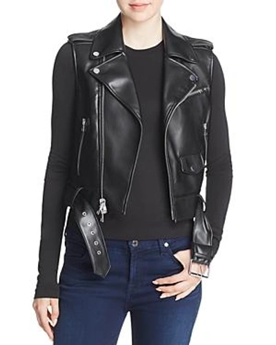 Shop Theory Faux-leather Moto Vest In Black