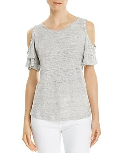 Shop Generation Love Luna Embellished Cold-shoulder Tee In Gray